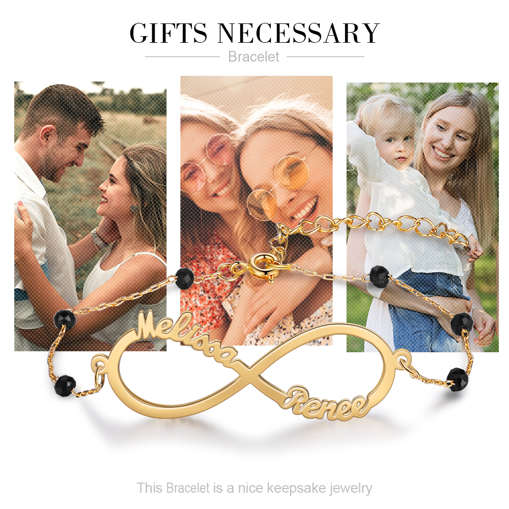 Personalised Infinity Bracelet Custom 2 Names Bracelet Gift For Women-Jessemade AU