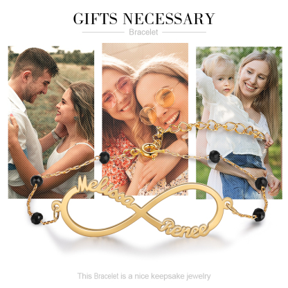 Personalised Infinity Bracelet Custom 2 Names Bracelet Gift For Women-Jessemade AU