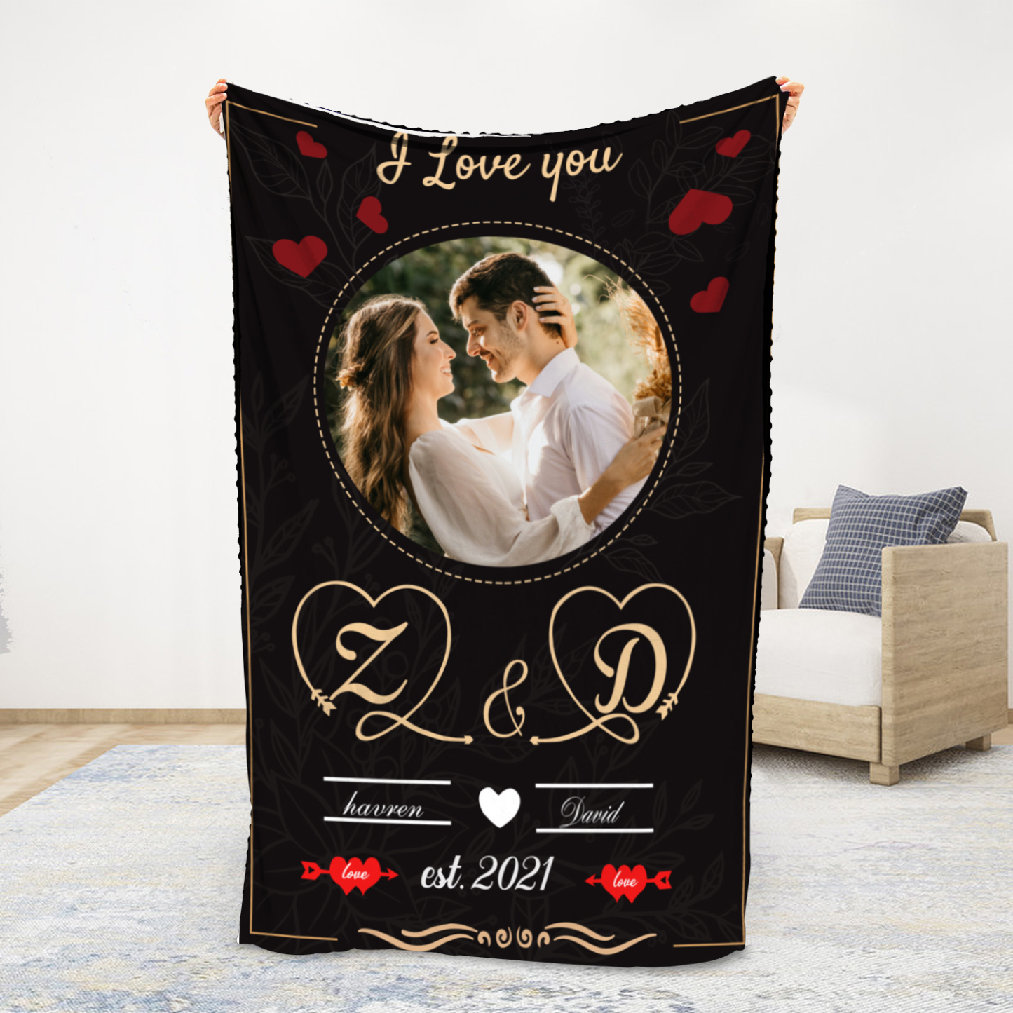 Personalised Couple Blanket Engrave Photo Sweet Gift For Her Him-Jessemade AU