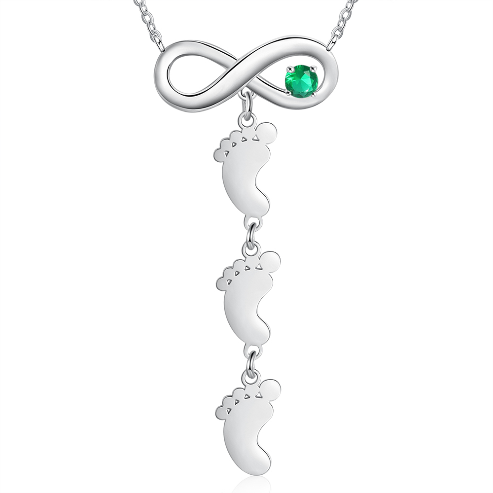 Mother's Day Gifts Personalised Infinity Baby Feet Mother Necklace Engraved 3 Names Necklace Gifts For Mom-Jessemade AU