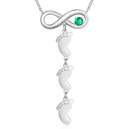 Mother's Day Gifts Personalised Infinity Baby Feet Mother Necklace Engraved 3 Names Necklace Gifts For Mom-Jessemade AU