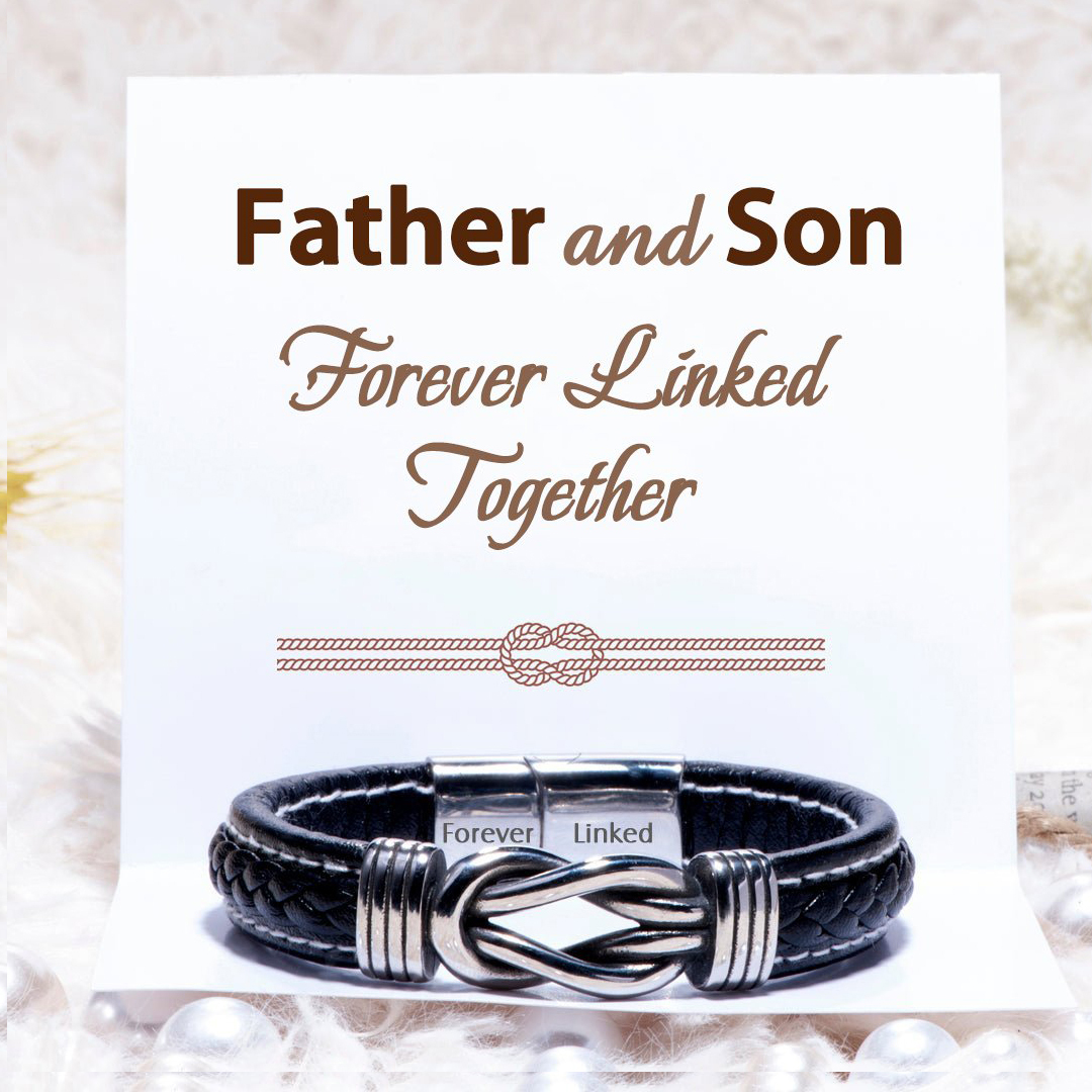To My Son Leather Knot Bracelet "Father and Son Forever Linked Together" Inspirational Gifts For Son-Jessemade AU