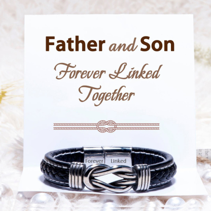 To My Son Leather Knot Bracelet "Father and Son Forever Linked Together" Inspirational Gifts For Son-Jessemade AU