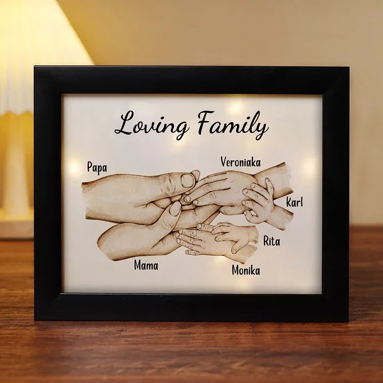 Personalised Family Holding Hands Picture Frames With Light Custom 6 Names Home Decor Gifts-Jessemade AU
