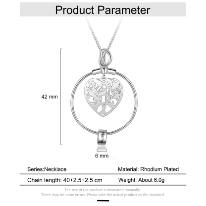 Customised Family Tree Necklace with 1 Bead Engraved 1 Name Heart Necklace Gifts For Her-Jessemade AU