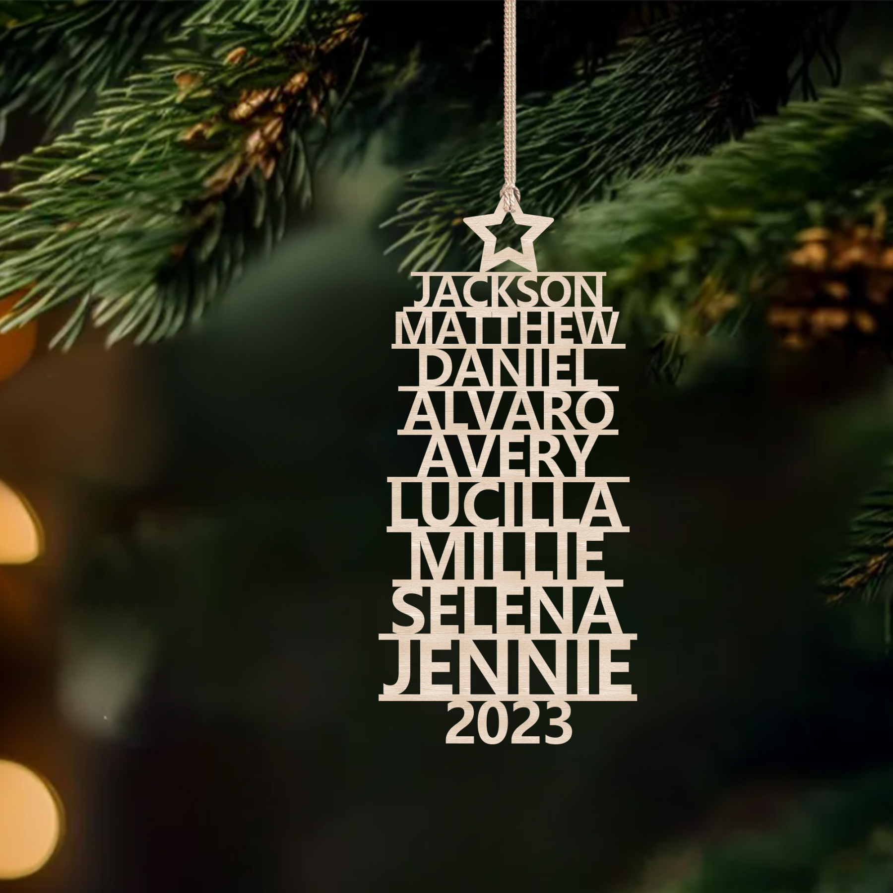 9 Names - Personalised Christmas Tree Ornaments Customised Name Xmas Wooden Decor Gifts for Family Friends-Jessemade AU