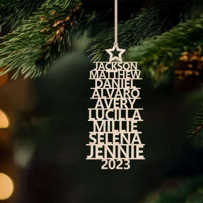 9 Names - Personalised Christmas Tree Ornaments Customised Name Xmas Wooden Decor Gifts for Family Friends-Jessemade AU