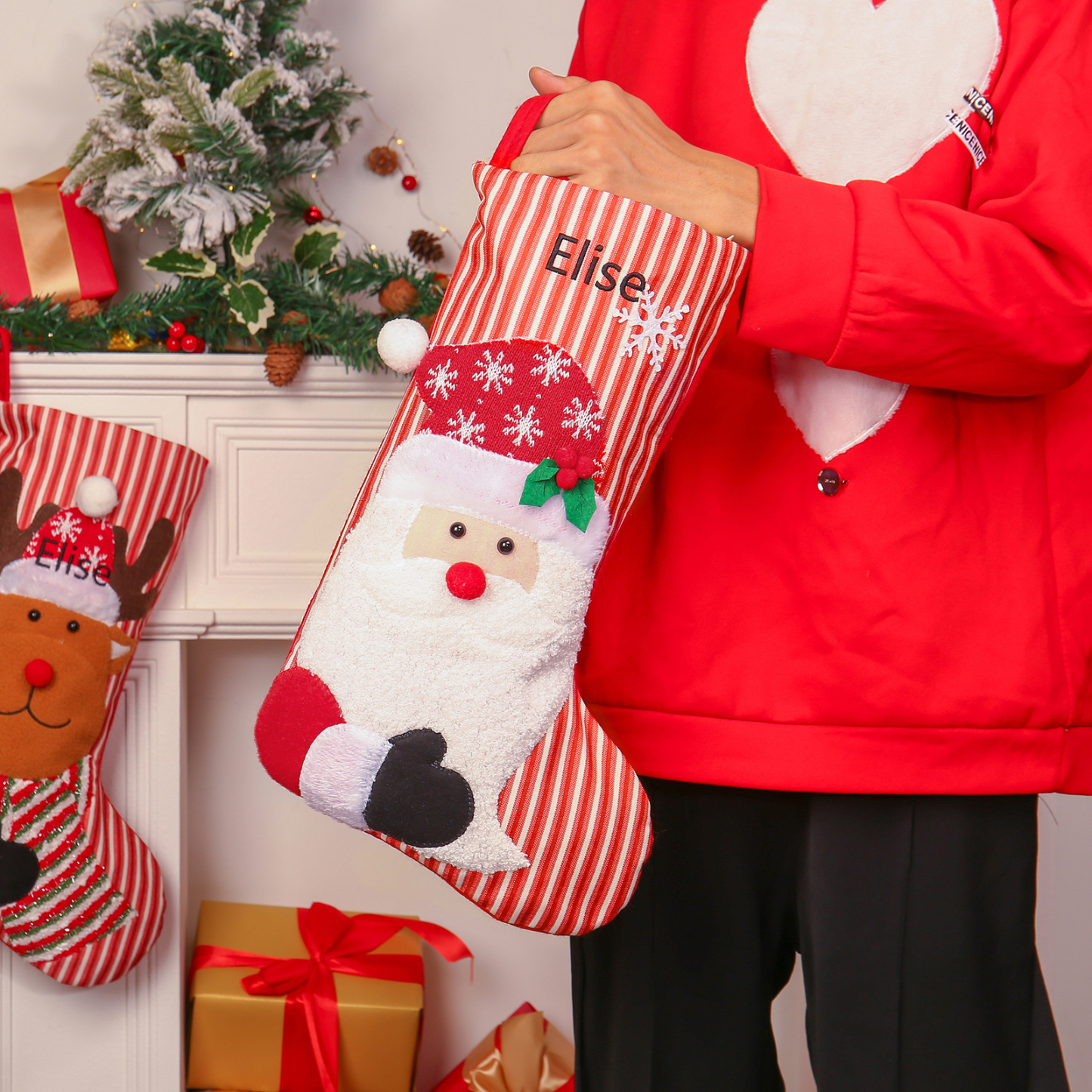 Christmas Stockings Ornaments Customised 1 Name Fireplace Decor Personalised Christmas Gifts for Family Friends-Jessemade AU