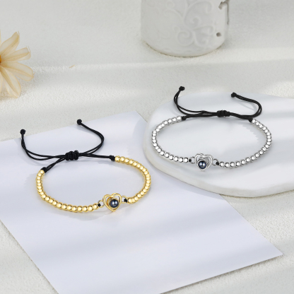 2 PCS Personalised Couple Projection Bracelet Customised 1 Photo Adjustable Bracelet Special Gift For Her/Him-Jessemade AU