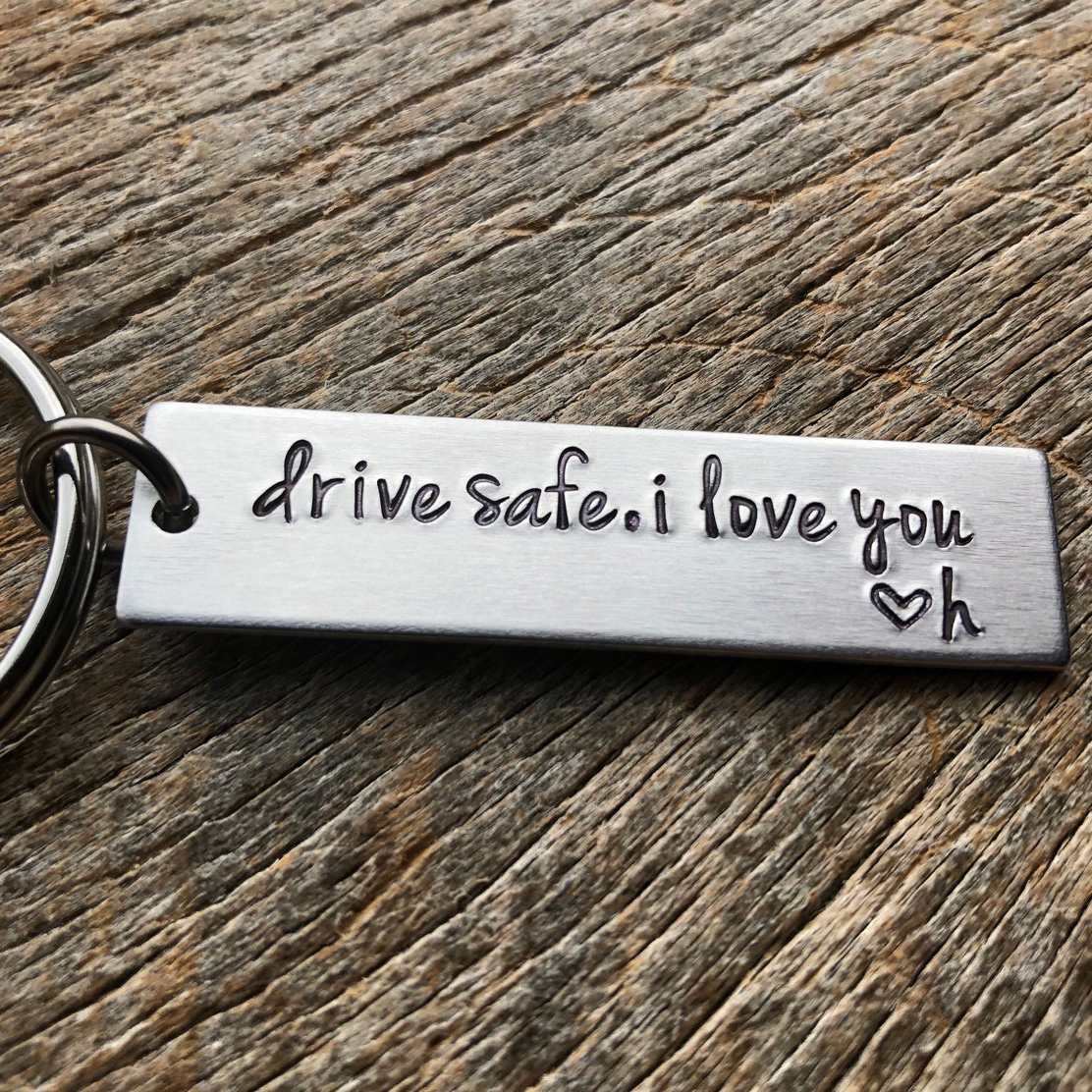 Drive Safe I Love You Keychain Custom Initial for Couple-Jessemade AU
