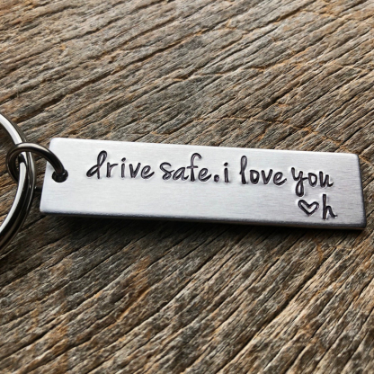Drive Safe I Love You Keychain Custom Initial for Couple-Jessemade AU