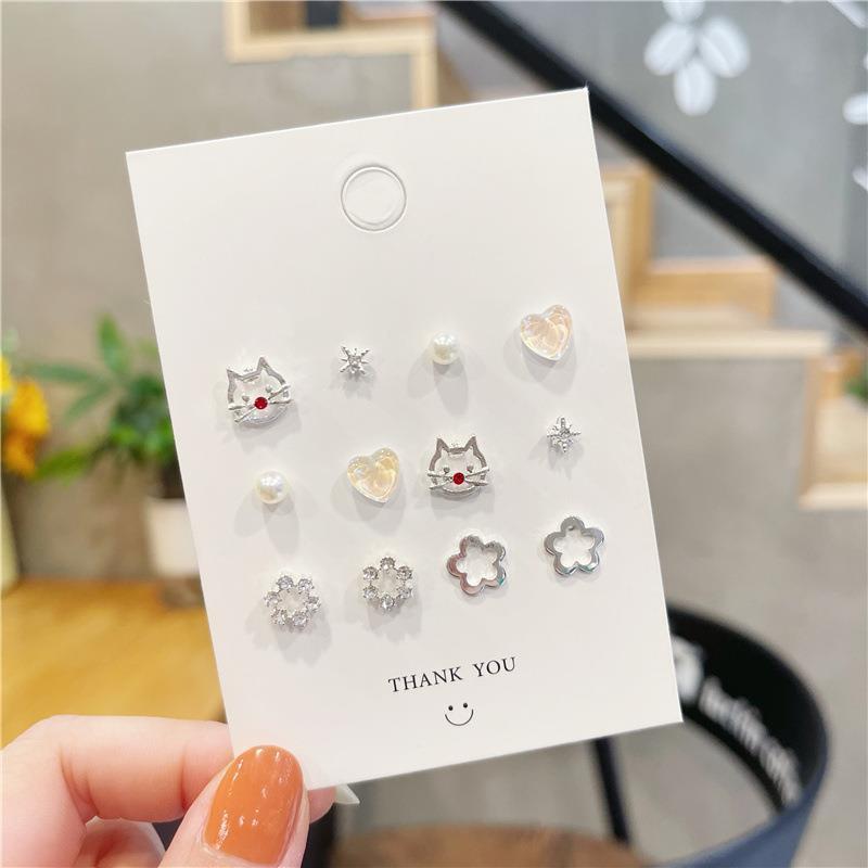 Exquisite Earring Set Cat Butterfly Pearl Earrings Gift for Her