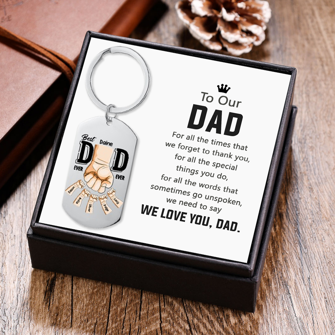 Personalised 6 Names Custom 1 Photo Keychain Fist Bump Keychain Father's Day Gifts - Best Dad Ever-Jessemade AU