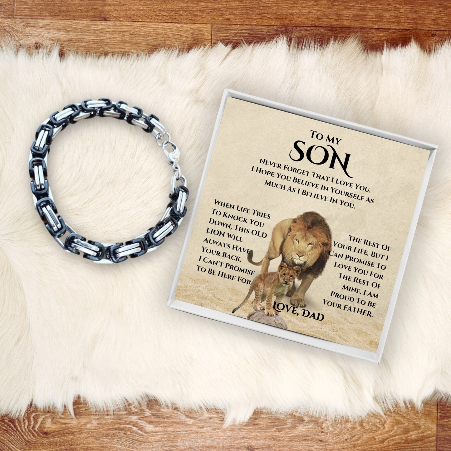 To My Son Cuban Link Bracelet Stainless Steel Bracelet Dad to Son Warm Gift - I Am Proud Of Your Father-Jessemade AU