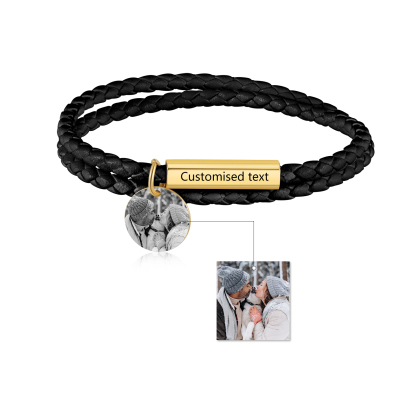Personalised Leather Bracelet Custom Photo & Text Bracelet Couple Gift for Him/Her-Jessemade AU