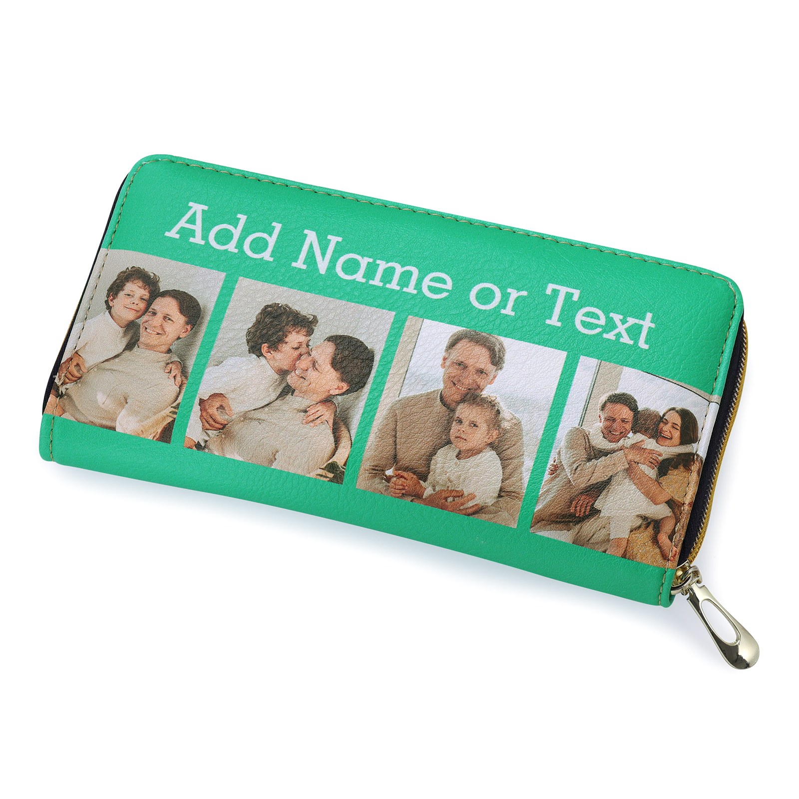 Long Purse Personalised Leather Wallet Engraved 4 Photos Zip Wallet Gifts for Her-Jessemade AU