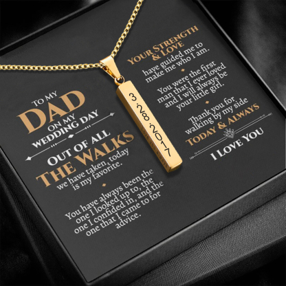 To My Dad Man Vertical Bar Necklace Personalised 4 Side 3D Bar Necklace Father's Day Gift-Jessemade AU