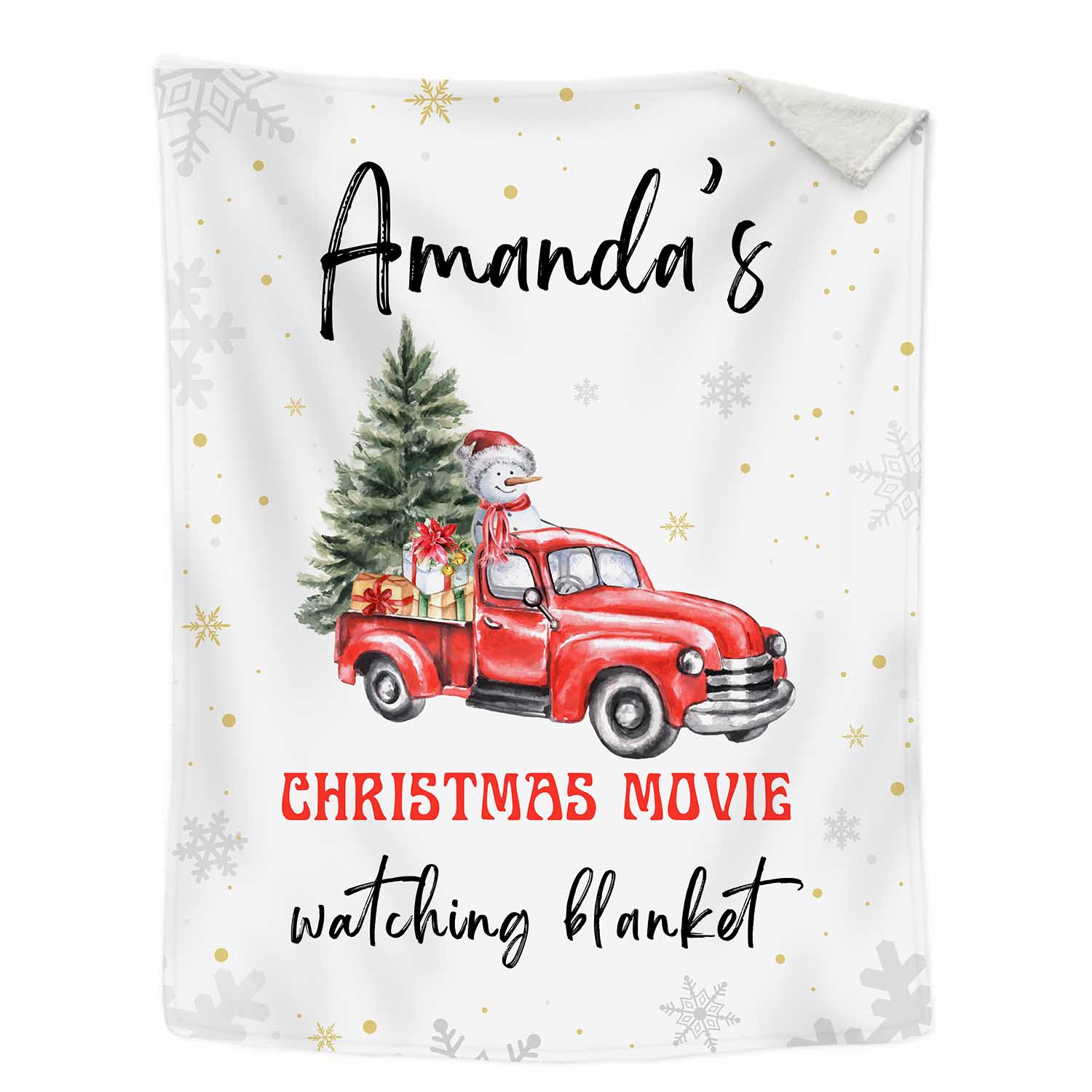 Personalised Christmas Movie Blanket Custom Name White Blanket Christmas Gift for Family Friends - Christmas Movie Watching Blanket-Jessemade AU