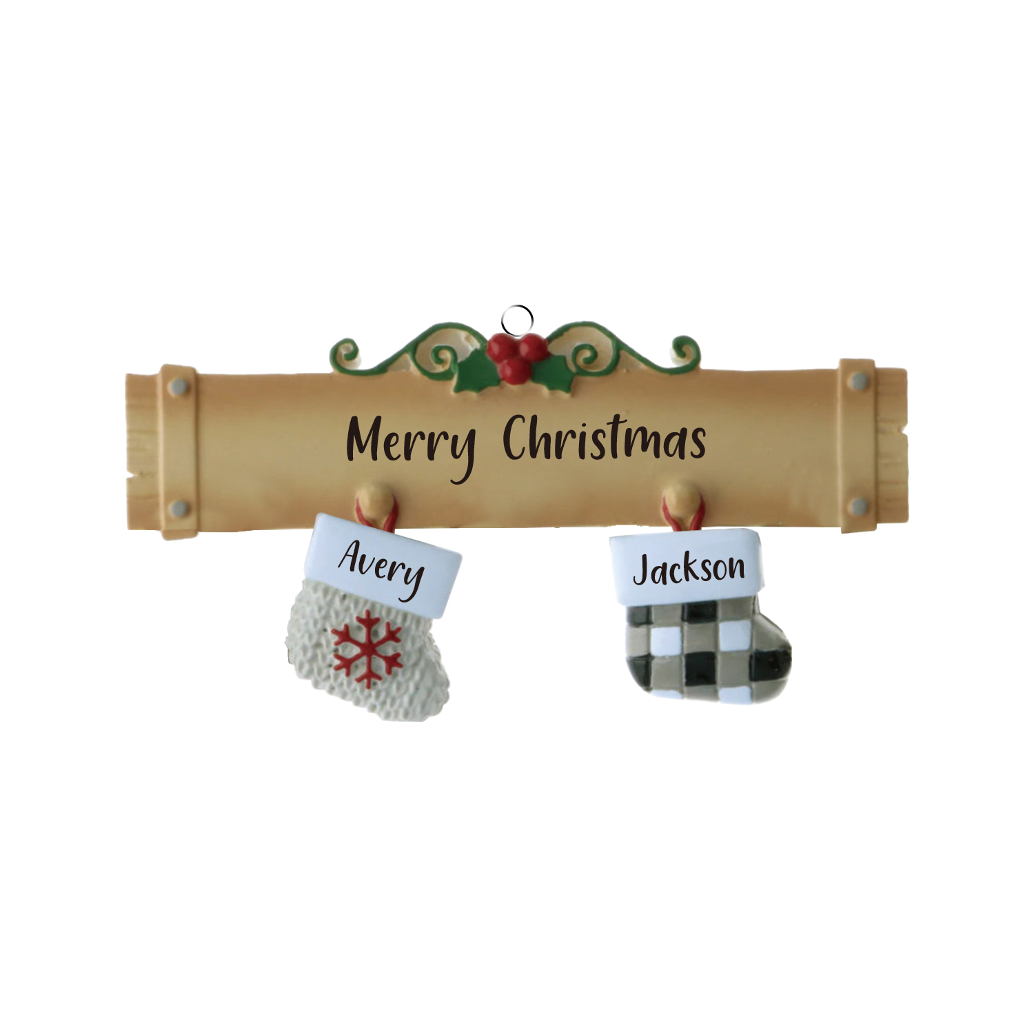 2 Names - Personalised Christmas Stockings Ornaments Customised Name & Text Christmas Decor Wooden Gifts for Family Friends-Jessemade AU