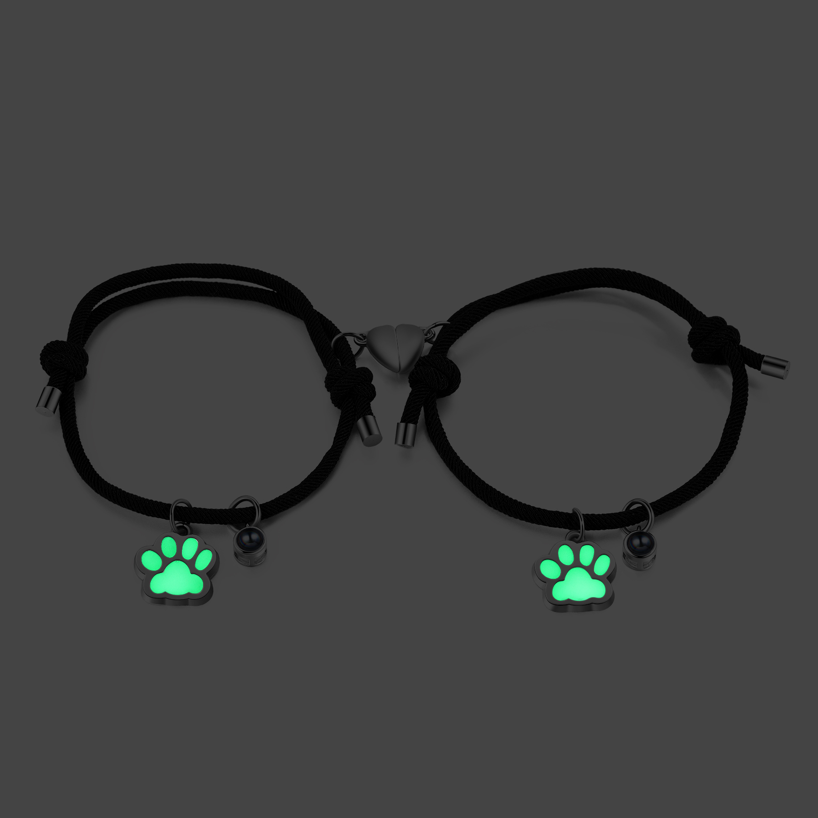 Personalised Photo Projection Bracelet Set Dog Paw Fluorescent Magnetic Bracelet Matching Gifts For Couples/Friends-Jessemade AU
