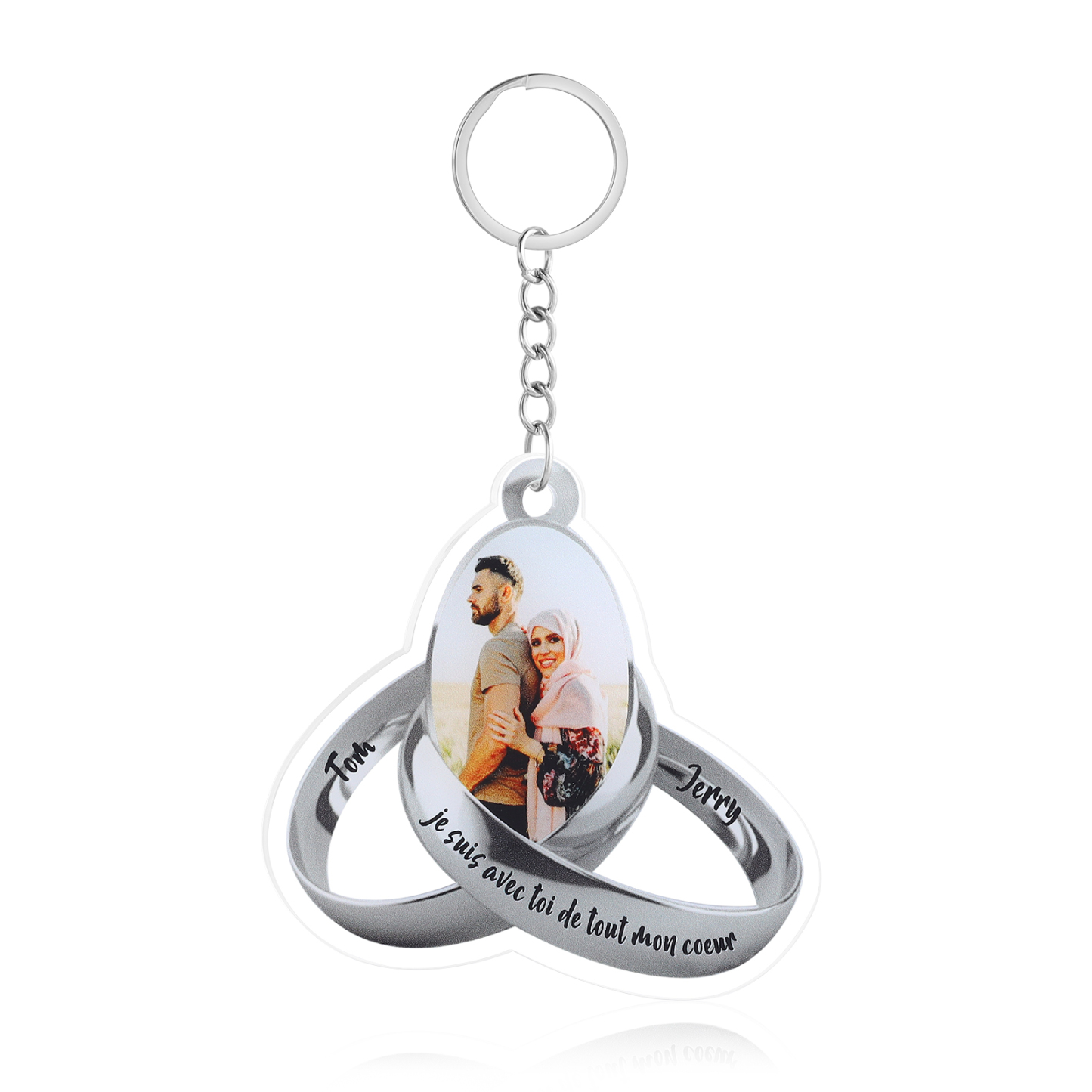 Personalised Acrylic Couple Keychain Customised Name & Text & Photo Keychain Valentine's Day Gift for Couples-Jessemade AU