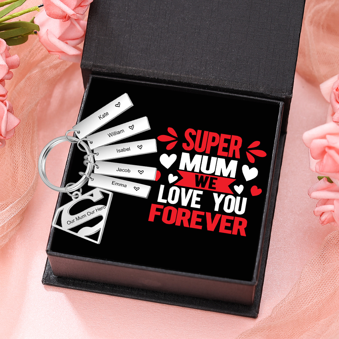 Custom Supermun Sign Keychain Engrave 5 Names For Mum-Jessemade AU