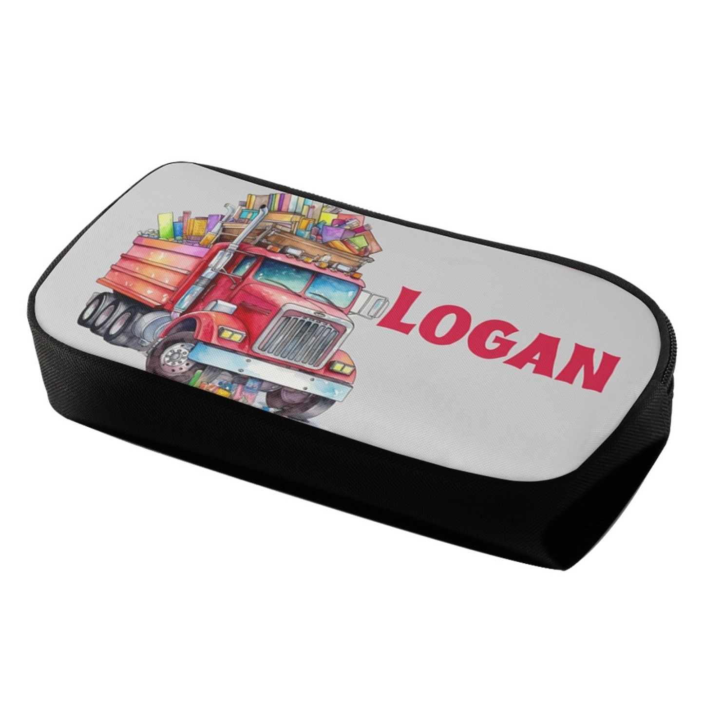 Personalised  Name Pencil Case Red Book Truck Pen Bag Zipper Back to School Gifts for Student-Jessemade AU
