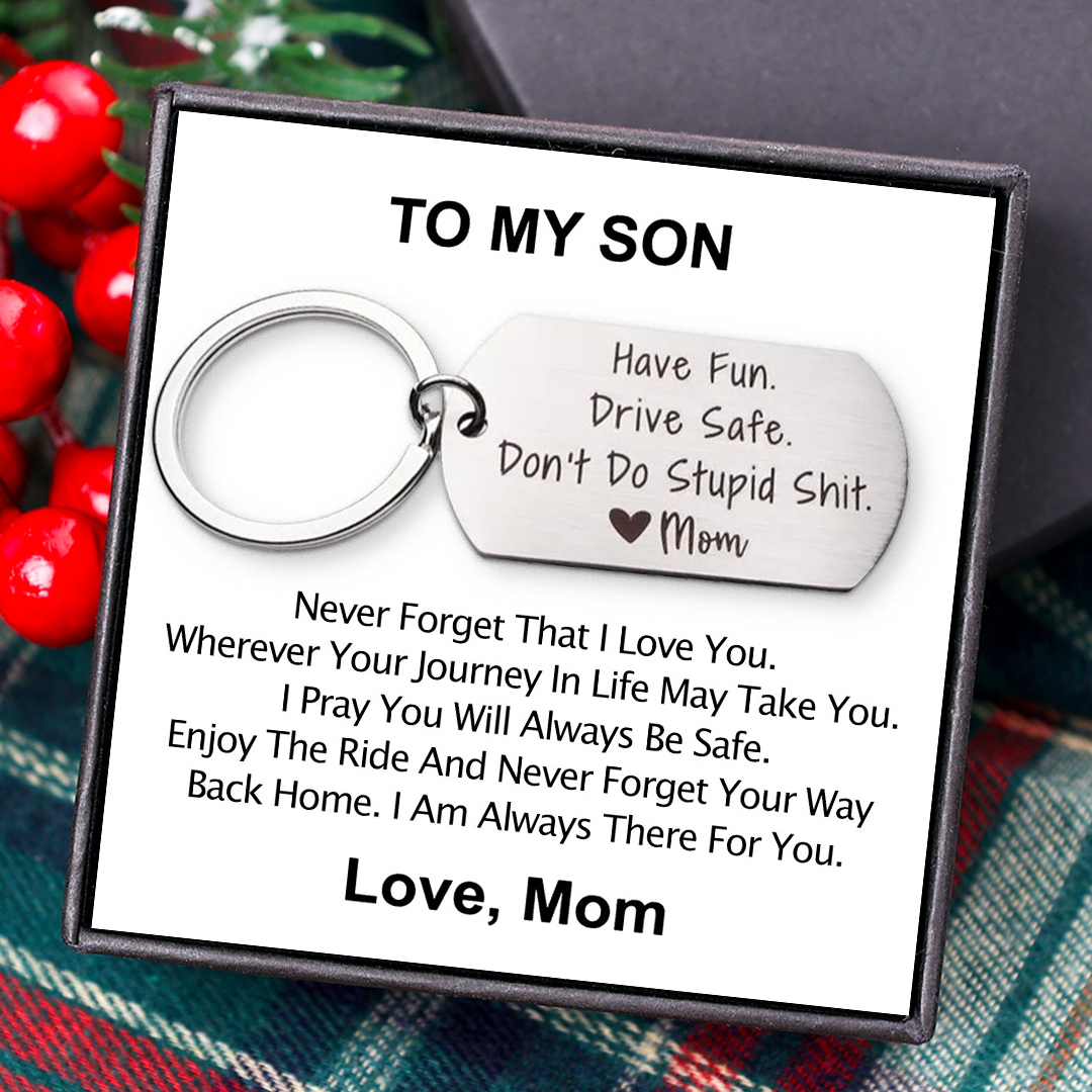 Drive Safe Don’t Do Stupid From Mom/Mum/Dad Funny Keychain for Kids-Jessemade AU