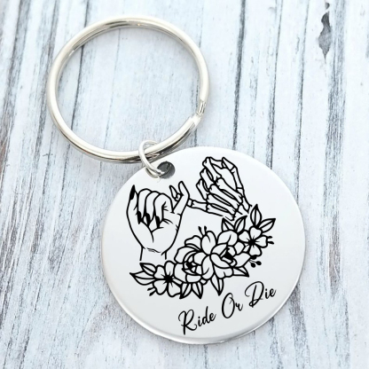 Personalised Round Keychain Custom Text Pinky Swear Keyring Gift For Friend/Sister/Bestie-Jessemade AU