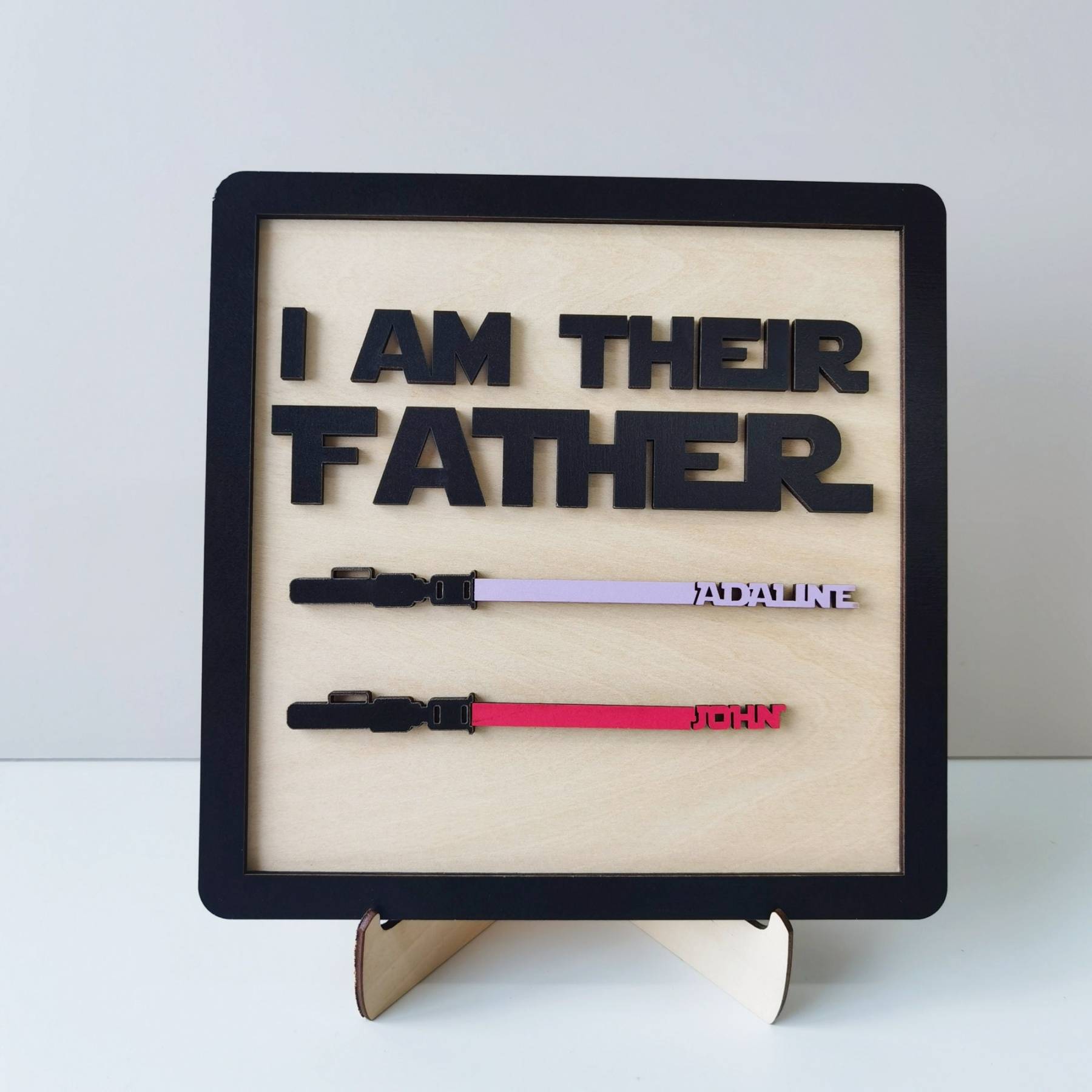 Personalised Star Wars Sign Father's Day Gifts - I AM THEIR FATHER - Wood Sign with 6 Names-Jessemade AU