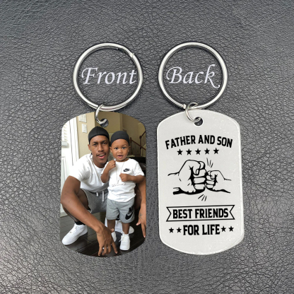 Personalised Father and Son Photo Keychain Best Friends In Life Father Keyring-Jessemade AU