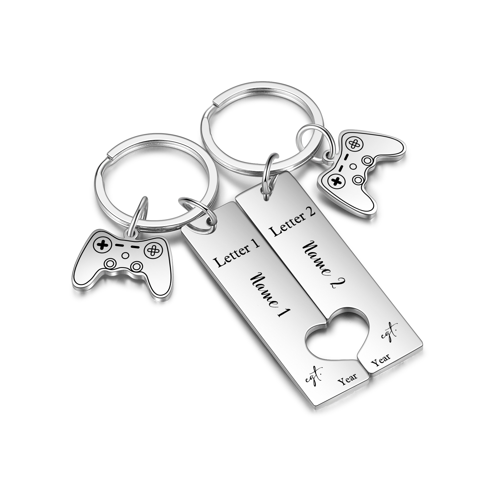 Personalised Couple Keychain Custom 2 Names &  2 Letters & Year Keyring Game Console Valentine's Day Gift for Him/Her-Jessemade AU