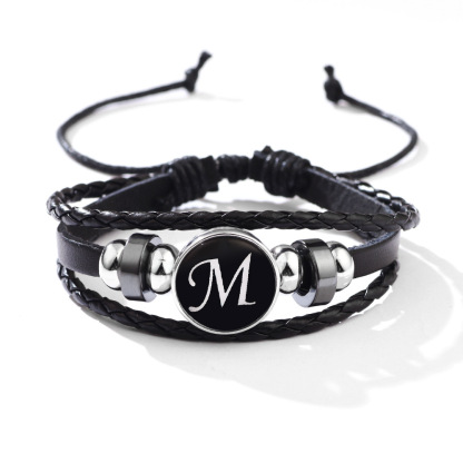 26 Letter Leather Braided Bracelets A-Z Initial Alphabet Beaded Bracelet Gifts for Women Men-Jessemade AU