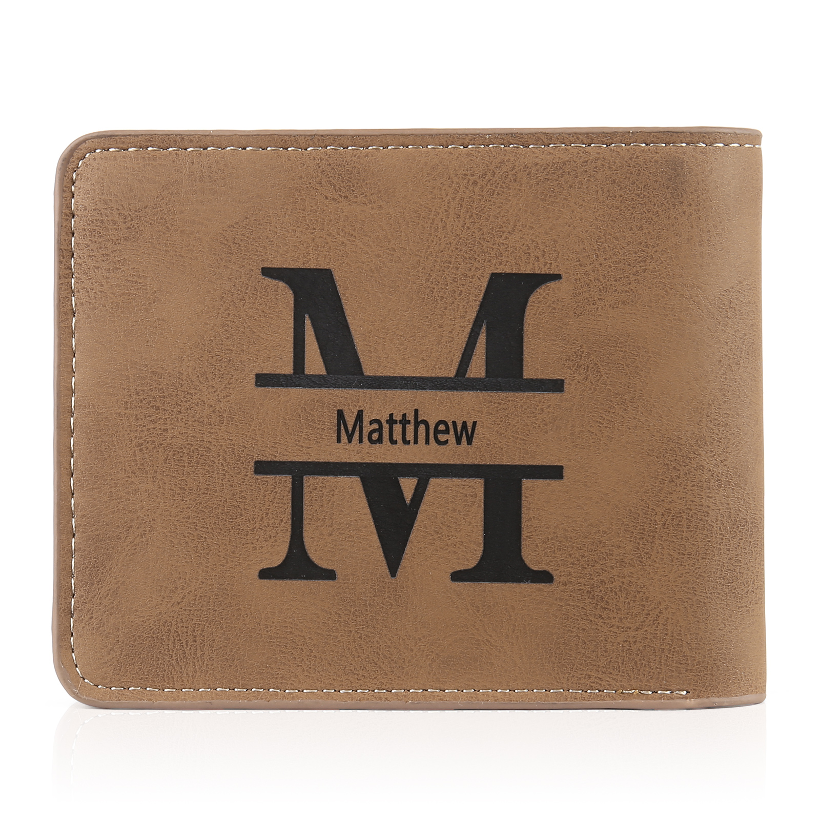 Personalised Monogram Leather Wallet Custom Photo & Name & Letter Wallet Father's Day Gift for Men-Jessemade AU