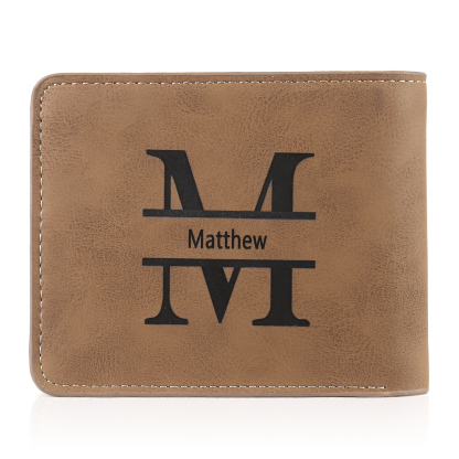 Personalised Monogram Leather Wallet Custom Photo & Name & Letter Wallet Father's Day Gift for Men-Jessemade AU