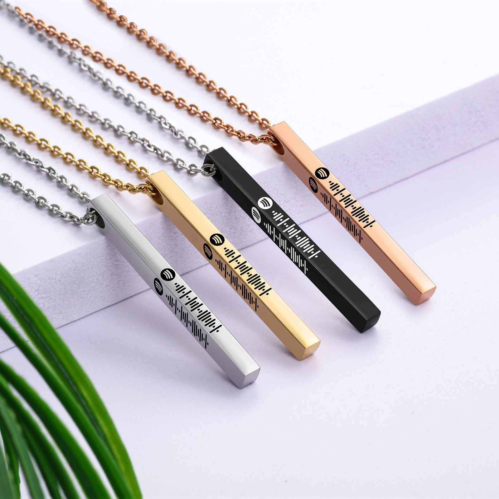 Personalised 3D Vertical Bar Necklace Customised Music Spotify Code Necklace for Her Him-Jessemade AU