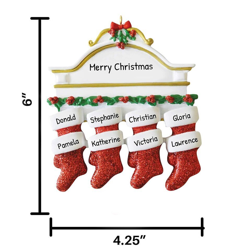Personalised Red Stockings Ornament Custom 8 Names Gifts for Family-Jessemade AU