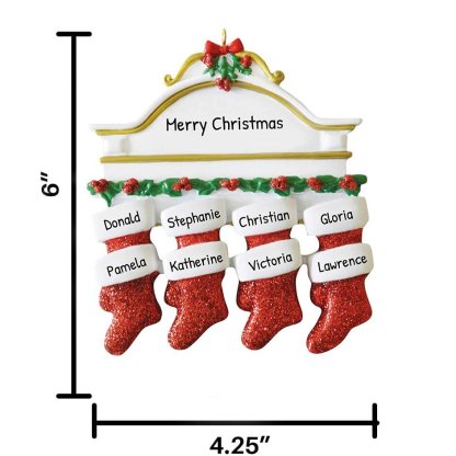 Personalised Red Stockings Ornament Custom 8 Names Gifts for Family-Jessemade AU