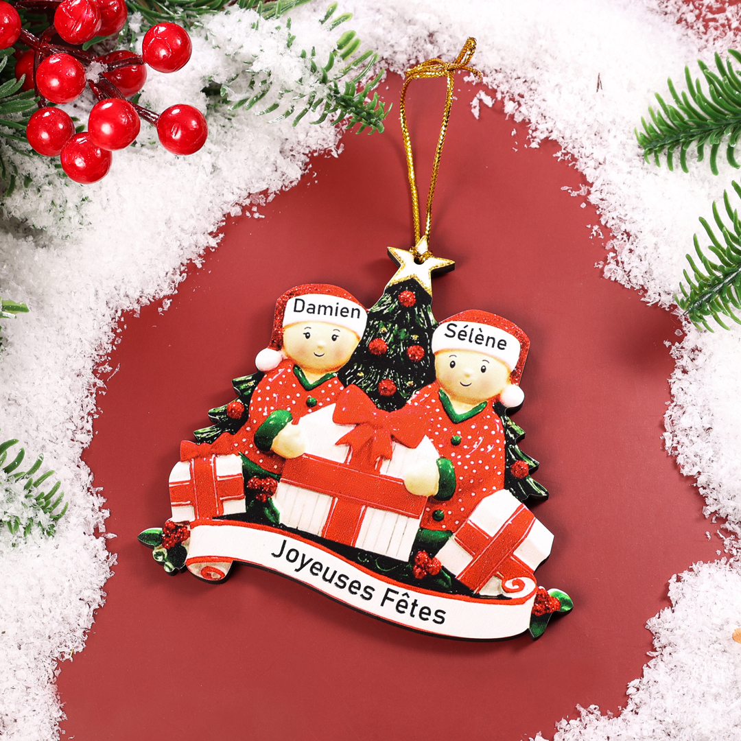 Personalised Christmas Tree Ornament Custom 2 Family Members Names Ornament-Jessemade AU