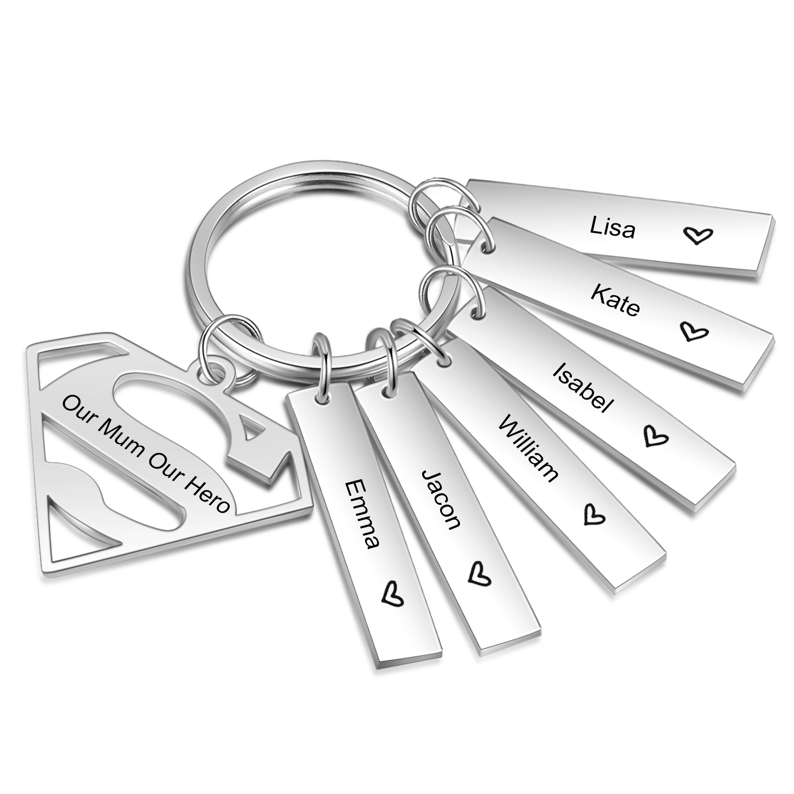 Custom Supermun Sign Keychain Engrave 6 Names For Mum-Jessemade AU