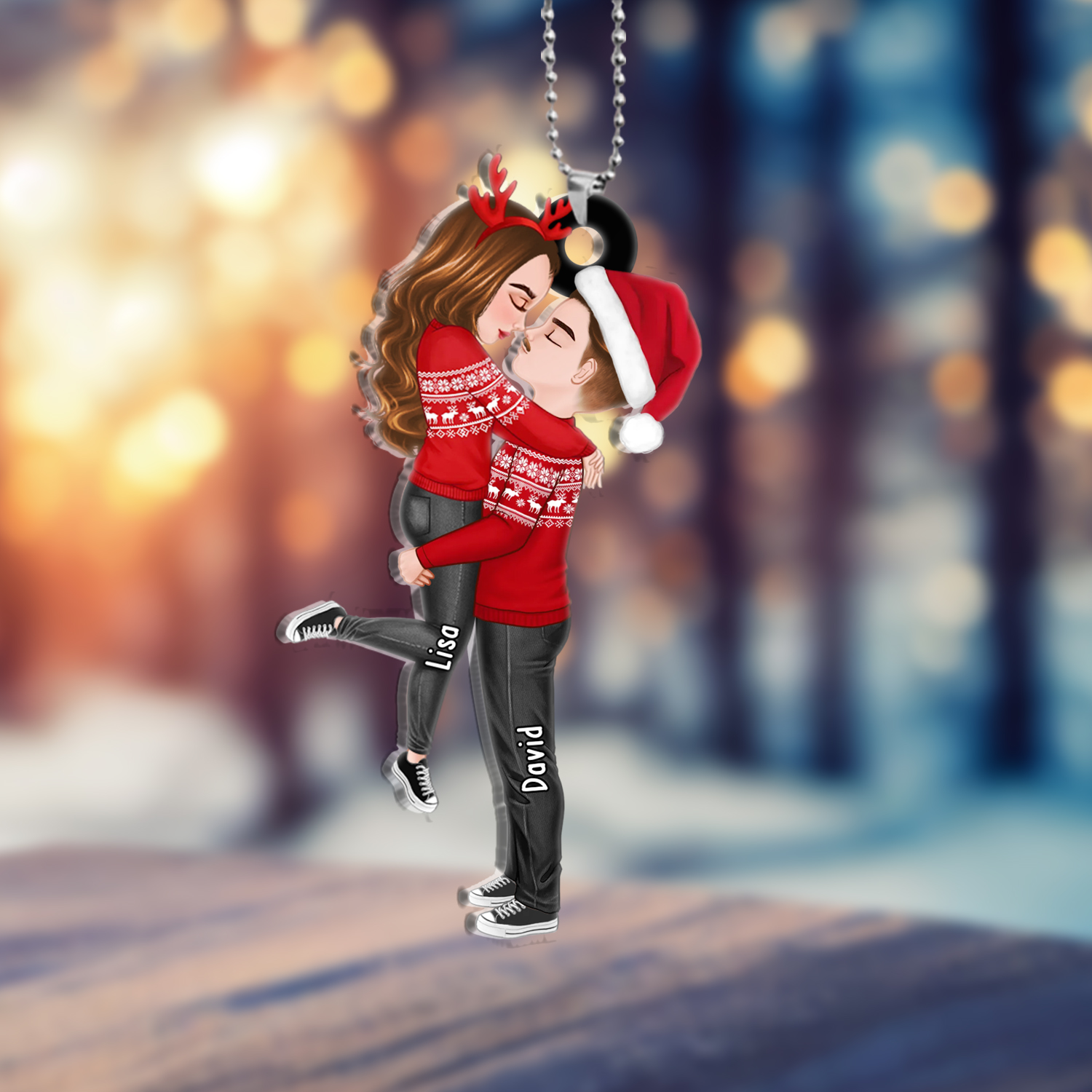 Personalised Couple Hugging Christmas Ornaments Customised 2 Names Acrylic Hanging Ornament Gifts for Couples-Jessemade AU