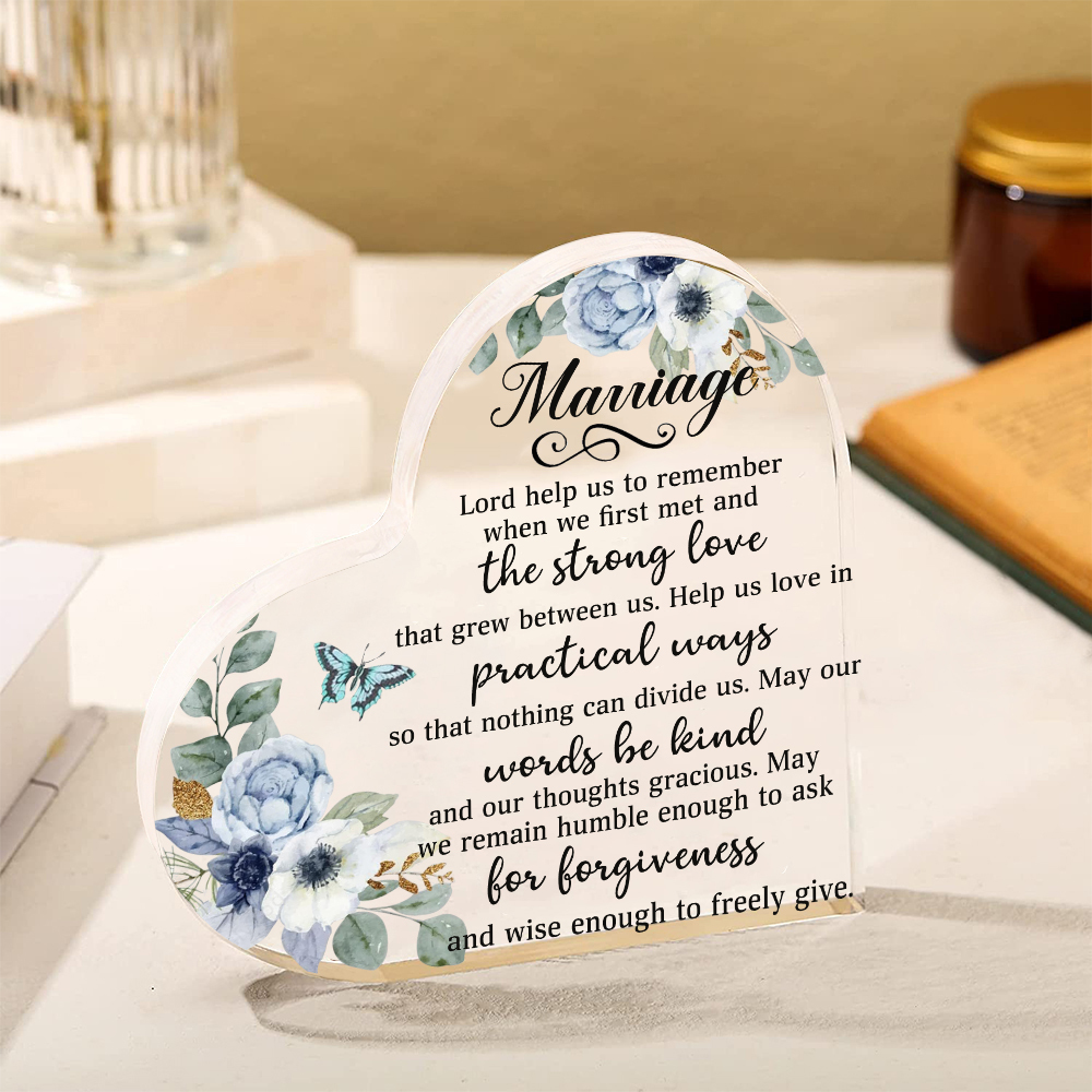 Marriage Acrylic Heart Keepsake Couple Ornament Valentine's Day Gift For Him/Her-Jessemade AU