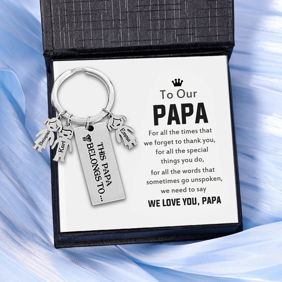 3 Names-Personalised 3 Children's Name Keychain-To My Dad-Gift Box Gift Card Set-Jessemade AU