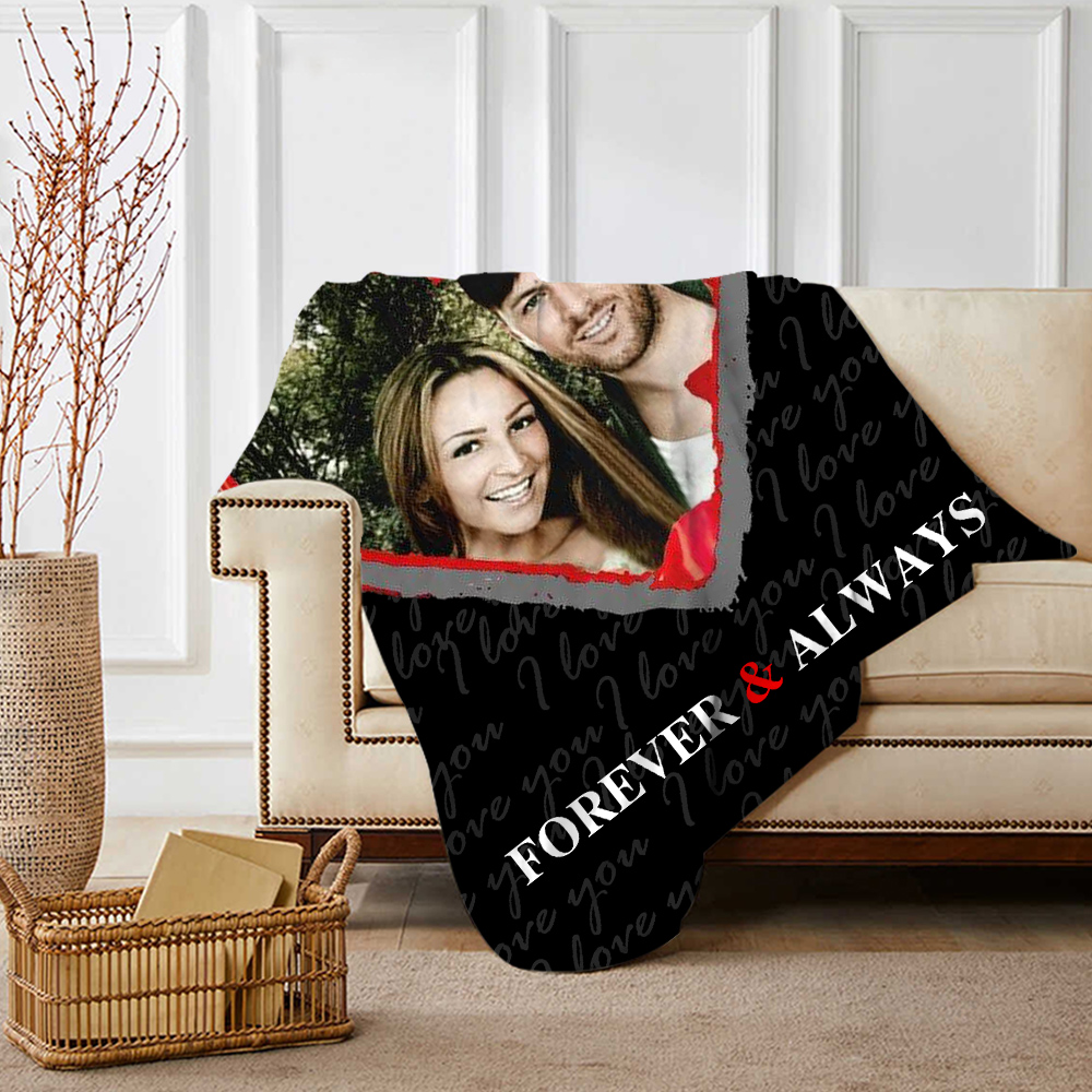 Personalised Couple Blanket Custom 2 Names  & Photo Blanket Valentine's Day Gift for Him/Her-Jessemade AU