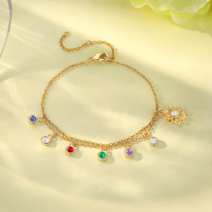 Personalised Women's Anklet Custom 5 Birthstones Anklet Gold Adjustable Anklet Birthday Gift for Her-Jessemade AU