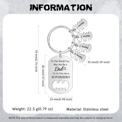 You Are A Superhero Keychain Personalised 4 Names Bat Keychain Engraved Gift for Dad/Grandpa/Grandad/Mom/Mum-Jessemade AU