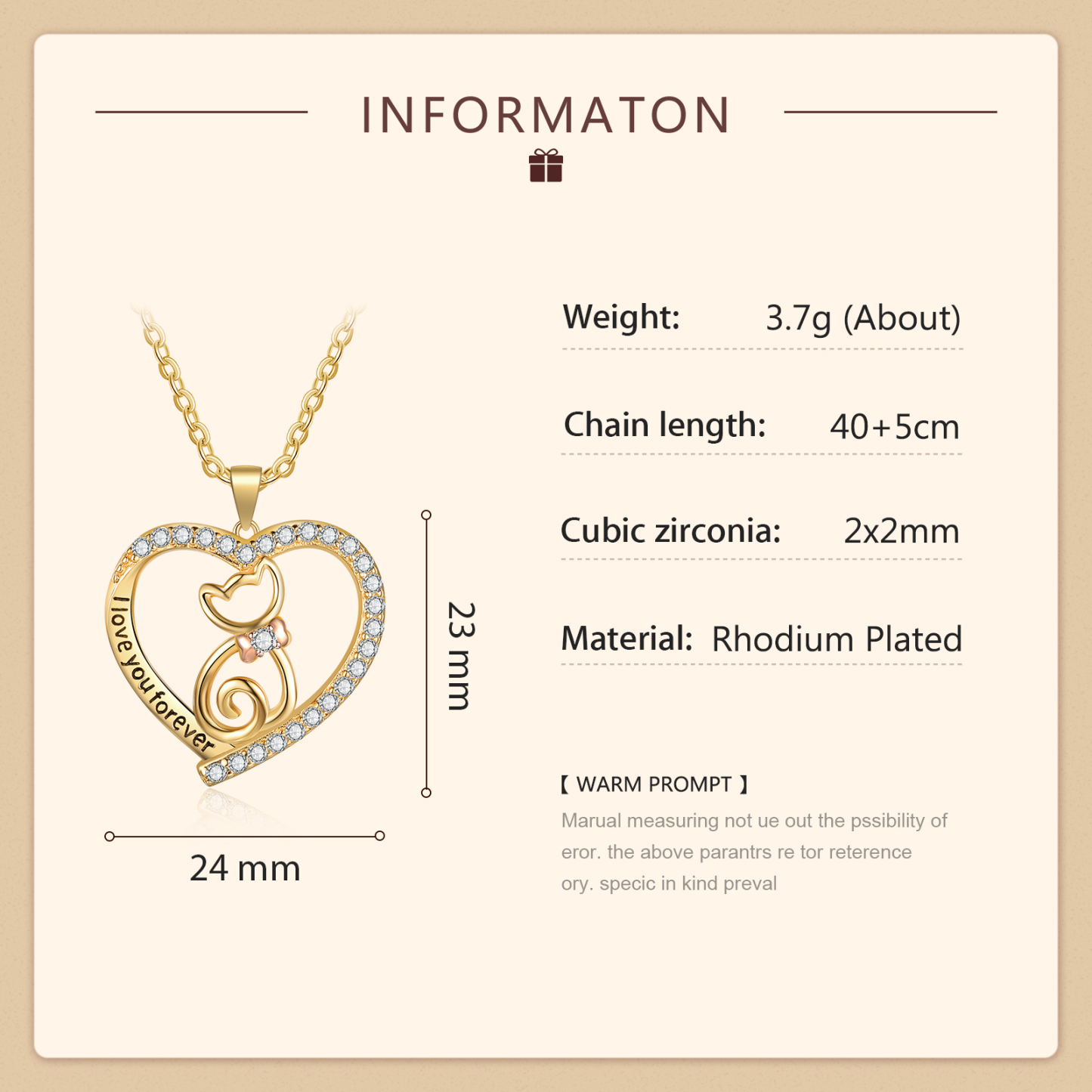 Heart Charm Cat Women's Necklace-Jessemade AU