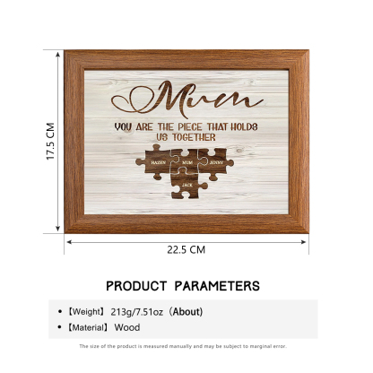 Personalised Mum Puzzle Picture Frame With Light Custom 4 Names Decor Gifts For Mother - You are the piece that holds us together-Jessemade AU