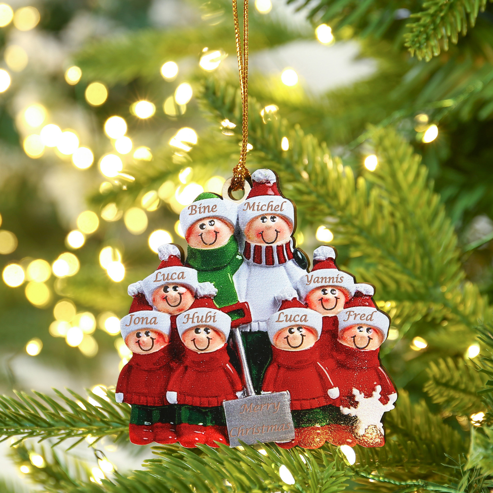 8 Names - Personalised Christmas Tree Ornaments Wooden Christmas Decor with Name Gifts for Family Friends-Jessemade AU