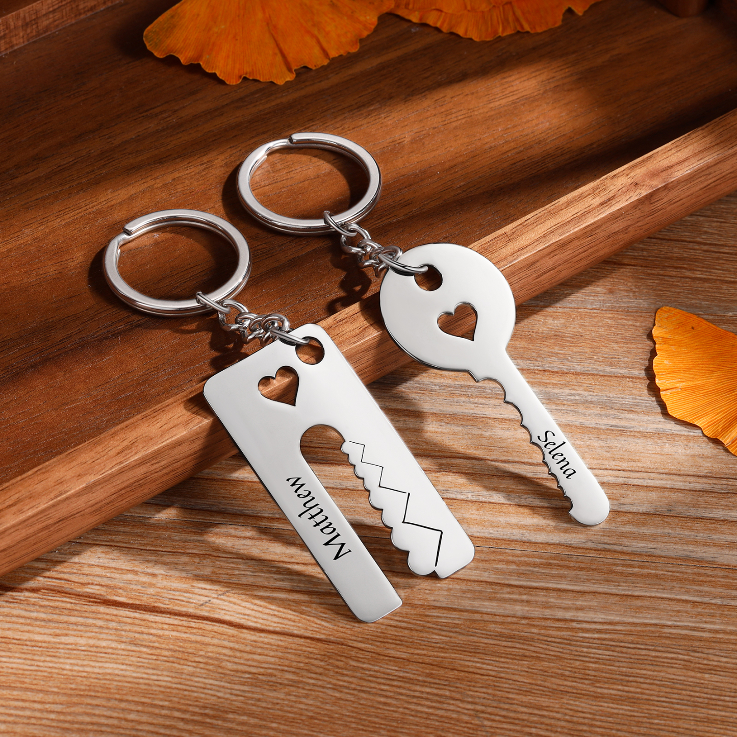 Personalised Couple Keychain Set Customised 2 Names Keyring Stainless Steel Keychains Gifts for Him/Her-Jessemade AU